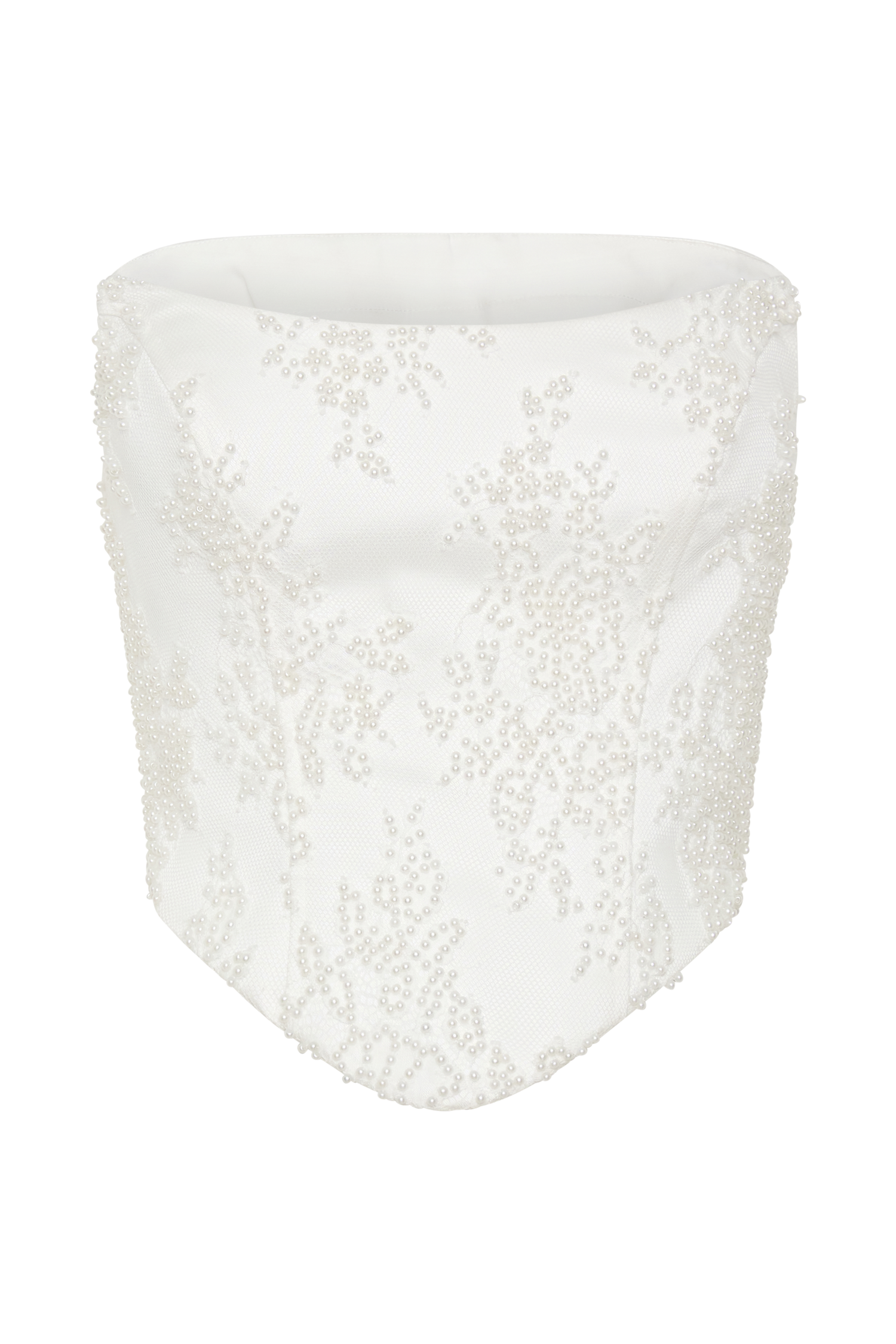 Camille Ivory Beaded Satin & Lace Corset Top