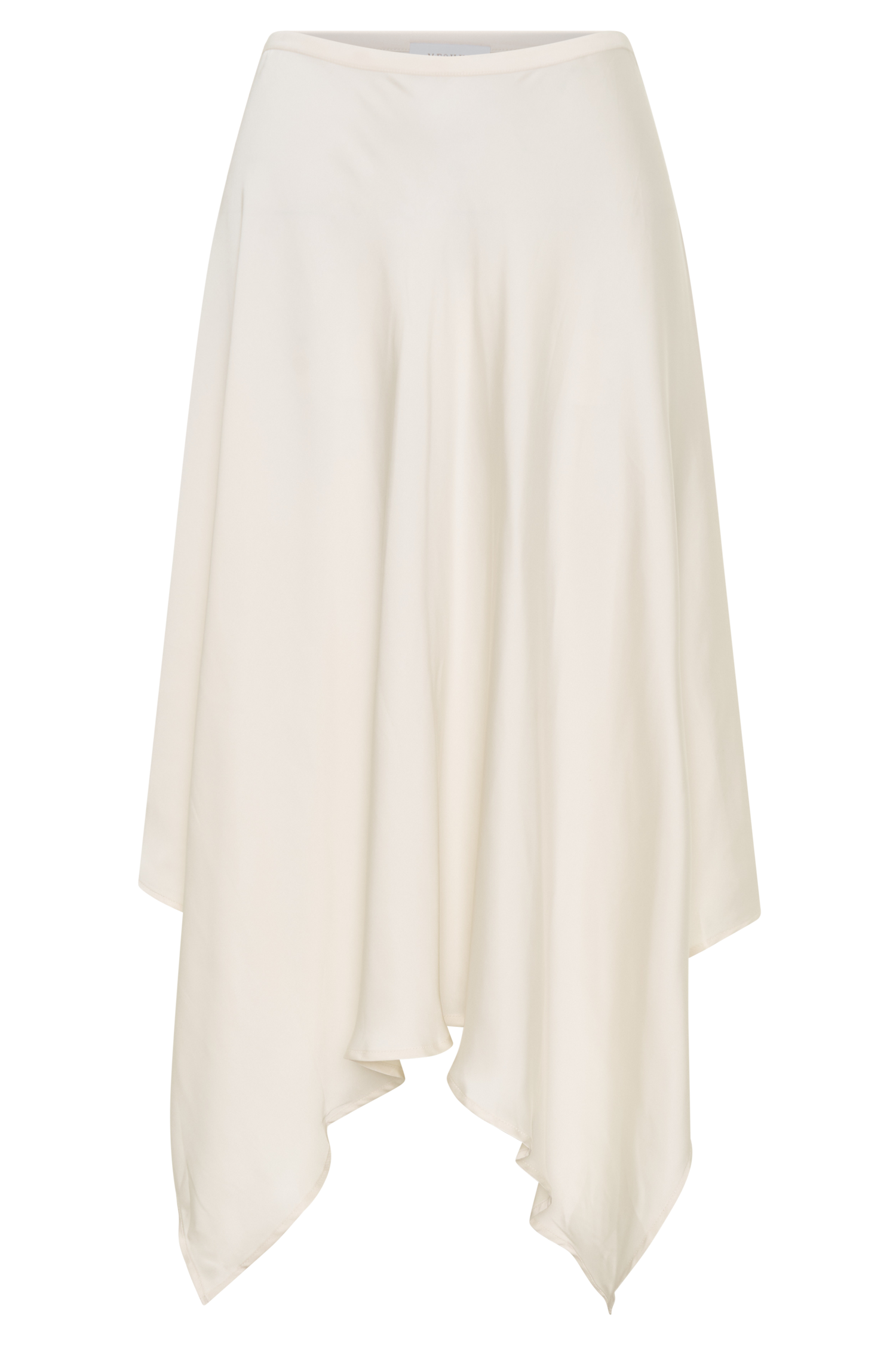 Coralie Ivory Asymmetric Satin Midi Skirt