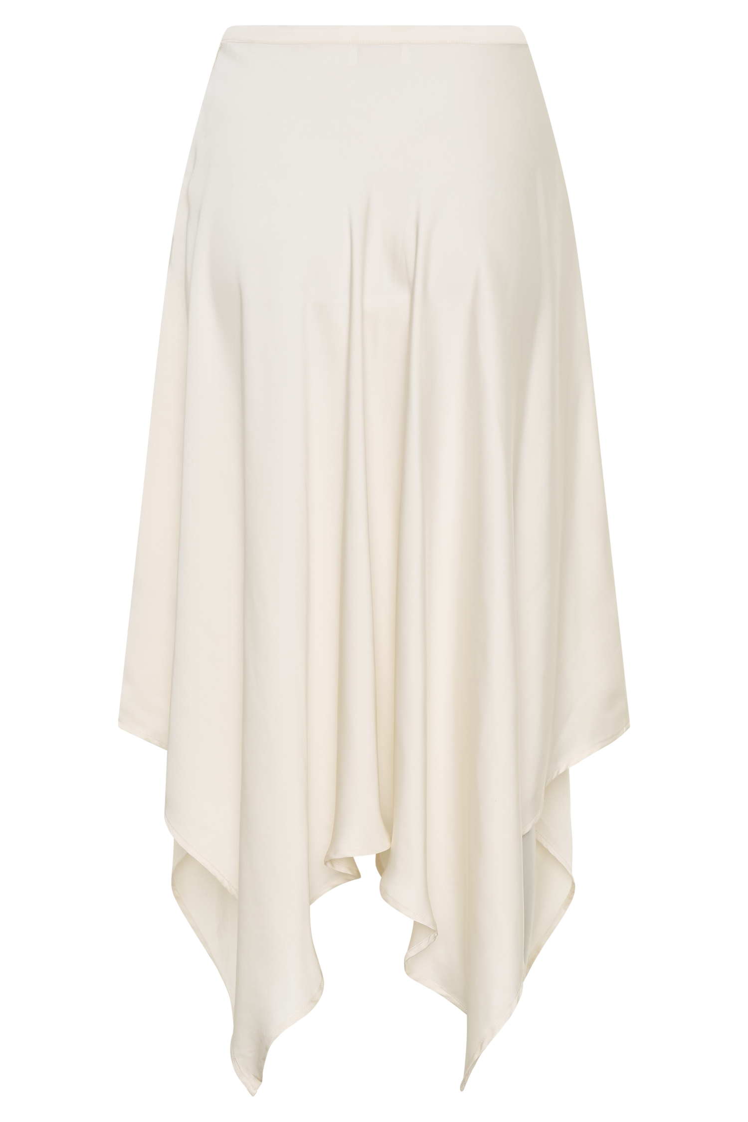 Coralie Ivory Asymmetric Satin Midi Skirt