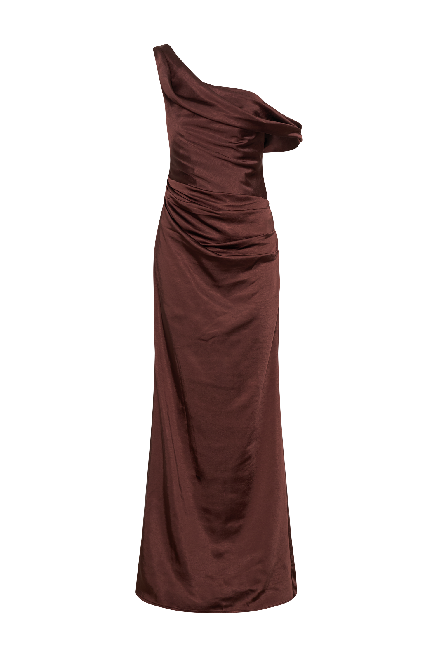 Dalia Dark Chocolate Off-Shoulder Maxi Dress