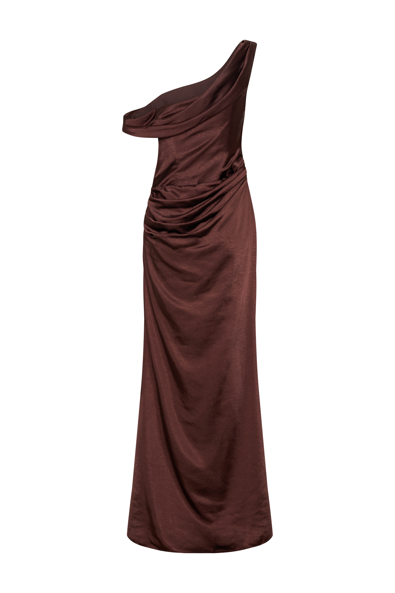 Dalia Dark Chocolate Off-Shoulder Maxi Dress