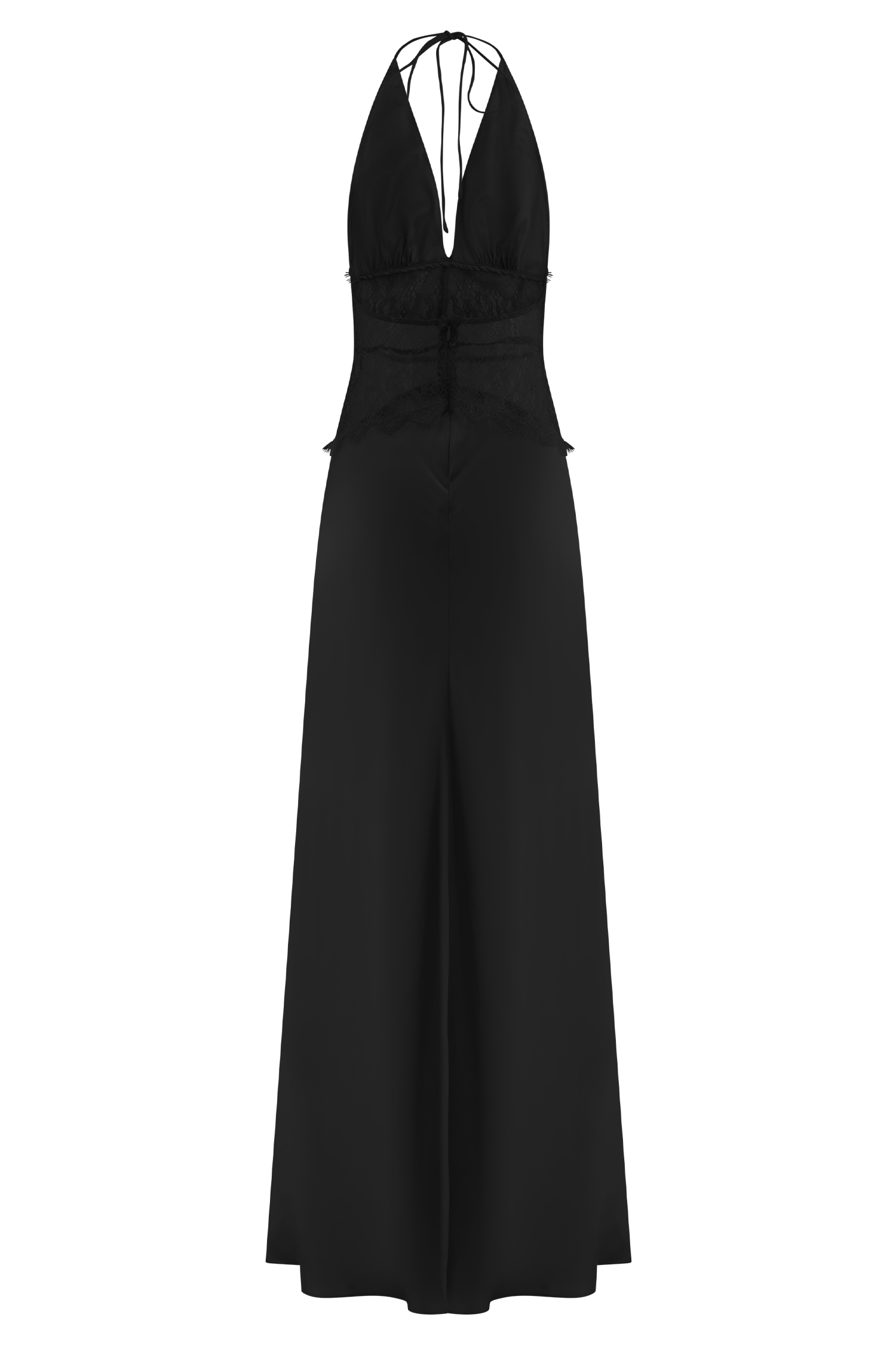 LACE SATIN MAXI EVENING PARTY DRESS