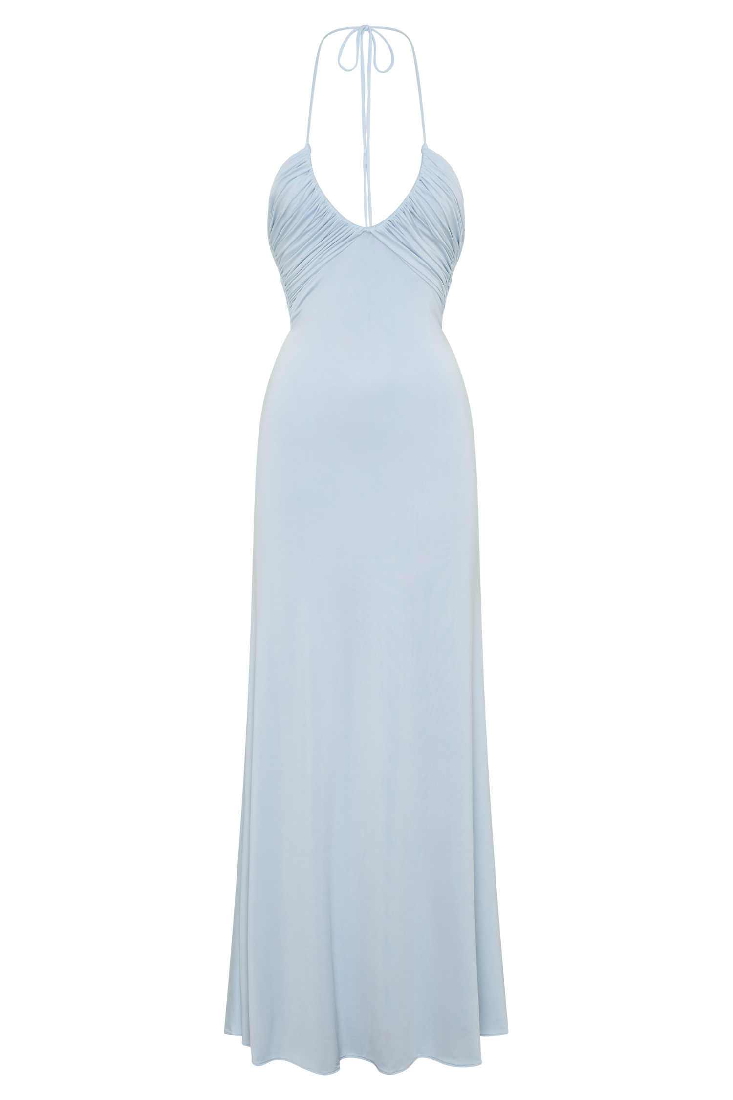 Maely Pale Blue Gathered Maxi Dress