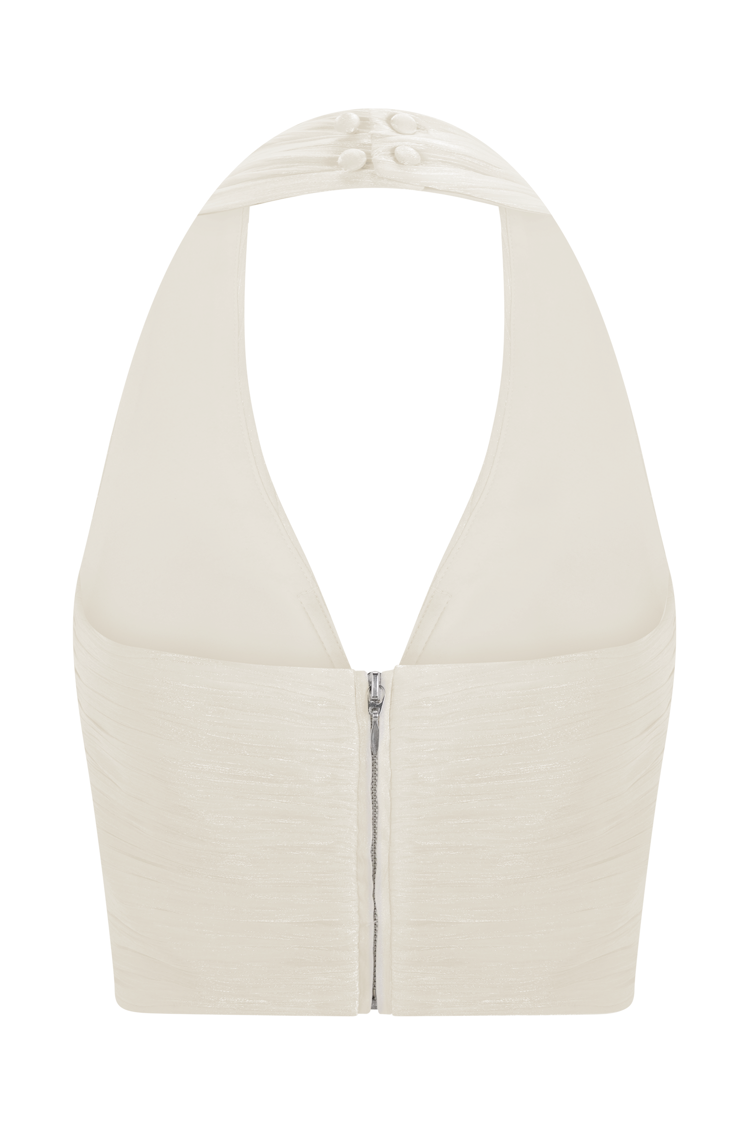 Makena Opal White Gathered V Neck Top