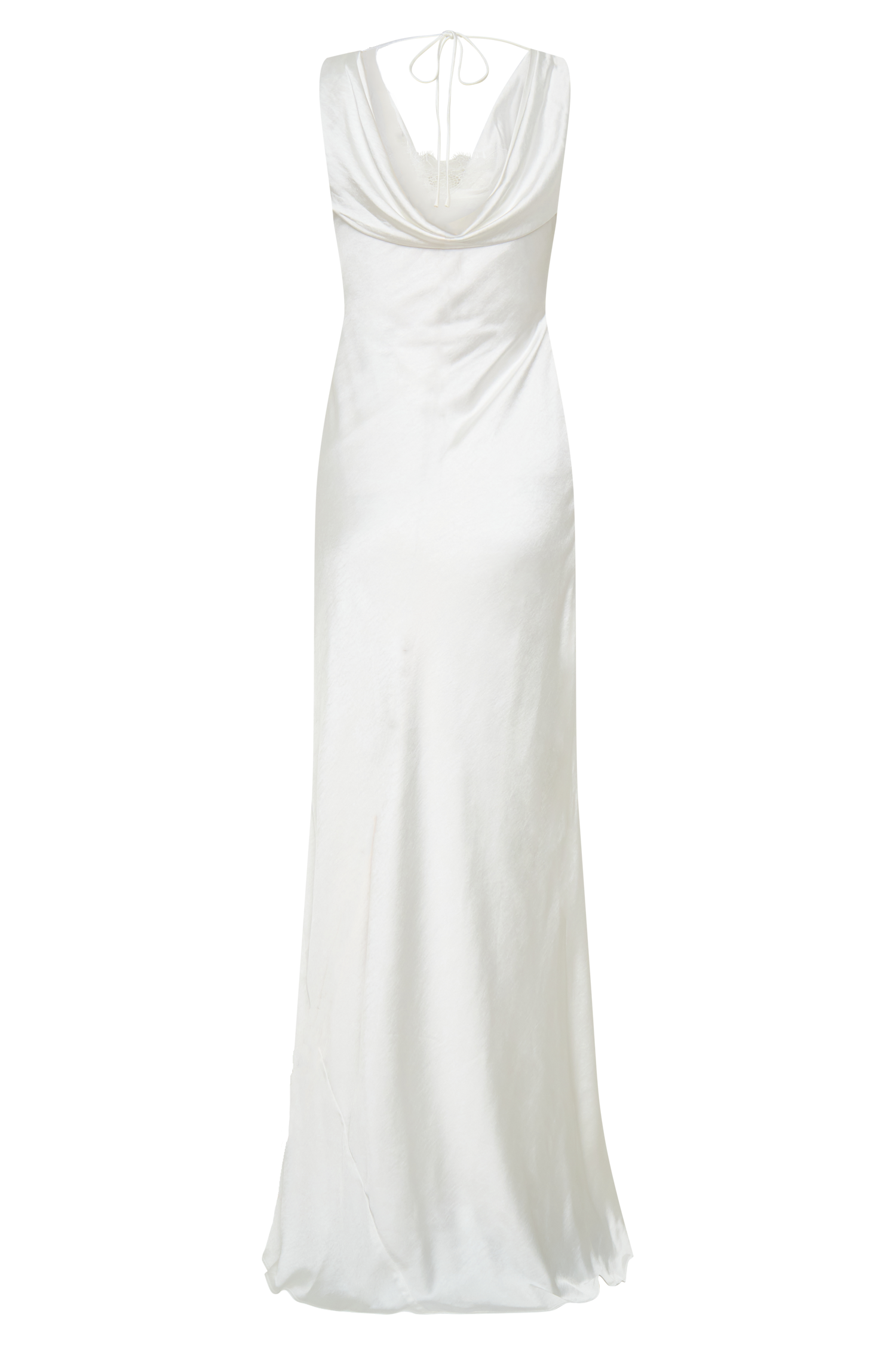 Ashley Ivory Maxi Dress with Cowl Neck and Lace Trim