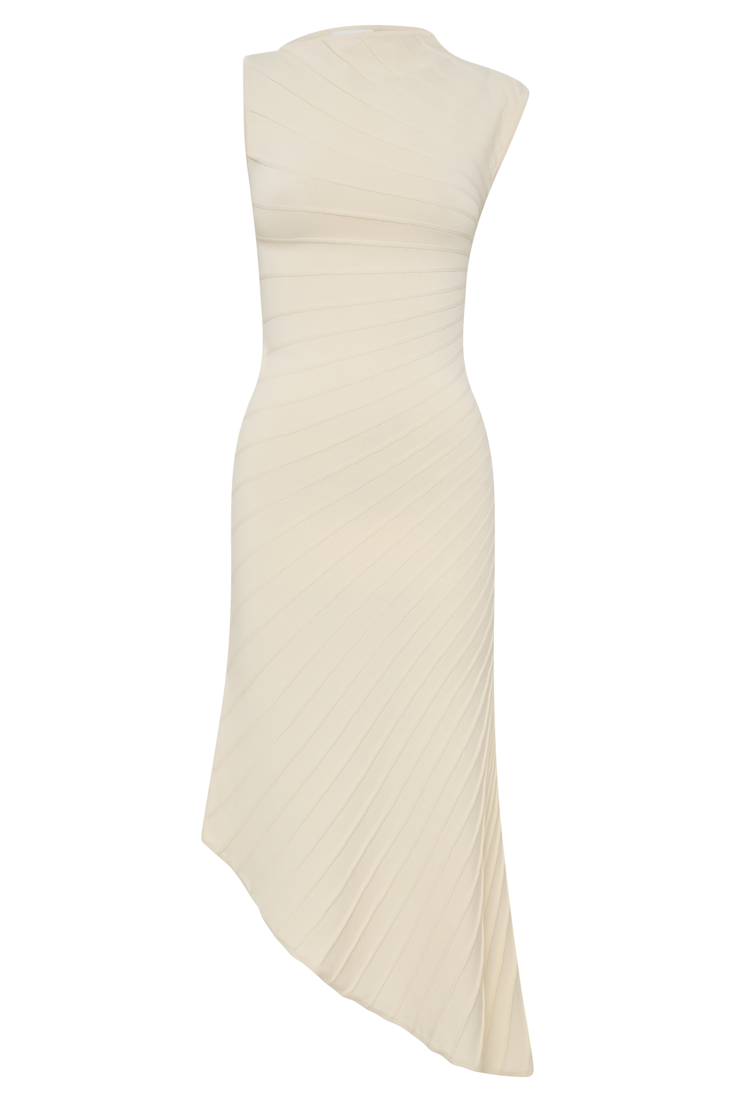 Milasandra Ivory Pleated Knit Midi Dress