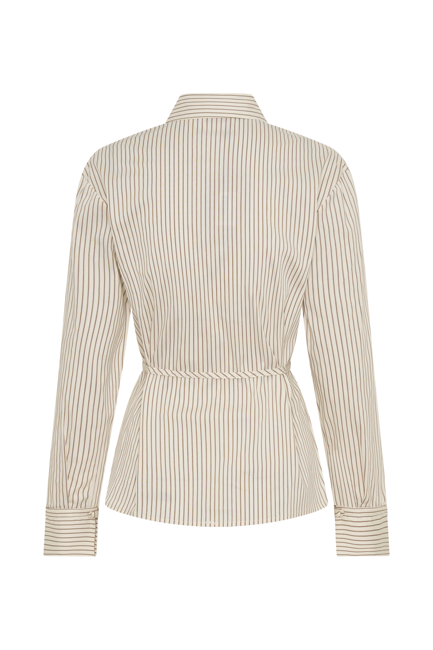 Millie Beige Pinstripe Tie Back Shirt