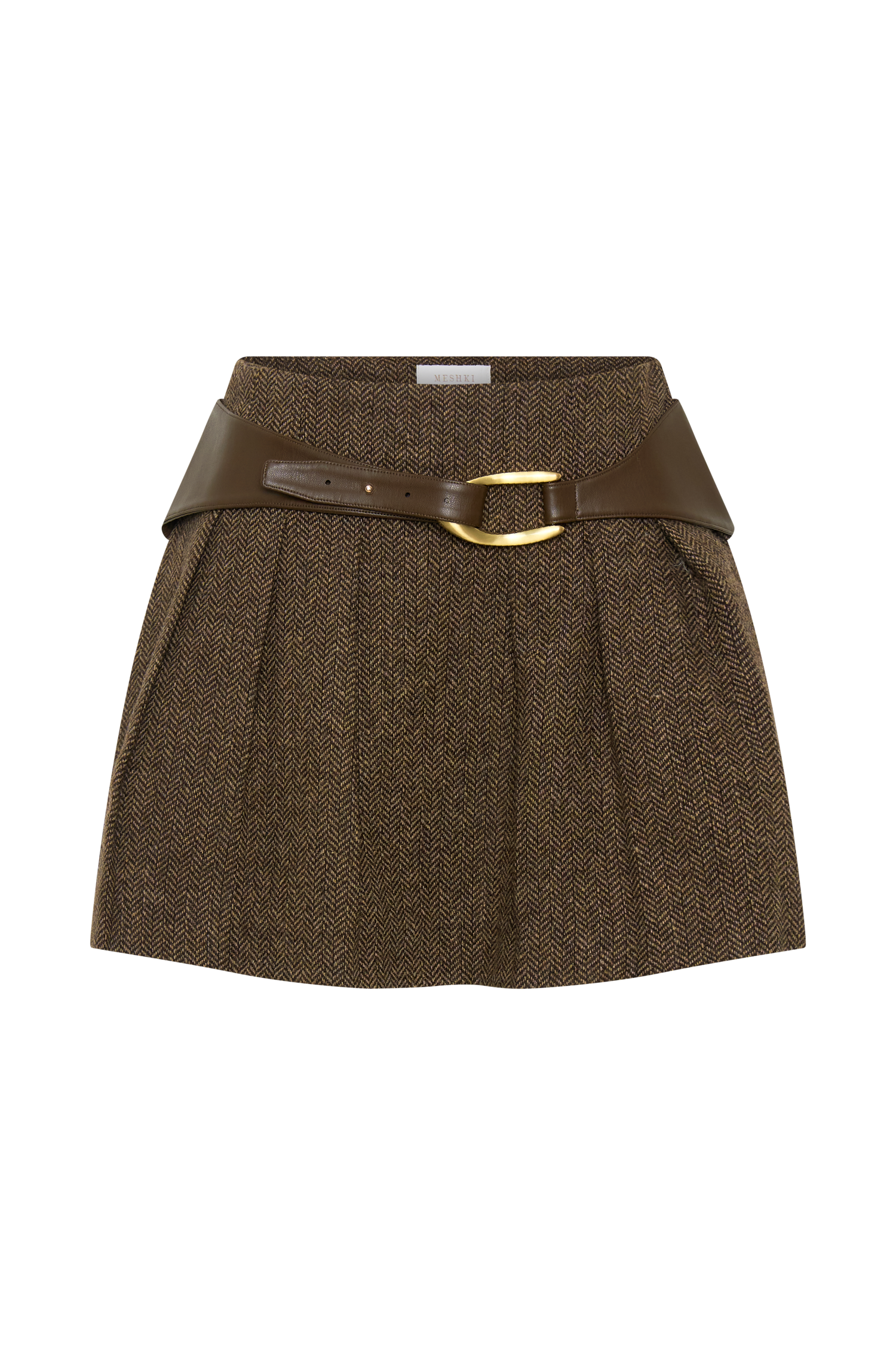 Romy Herringbone Mini Skirt with Statement Hardware