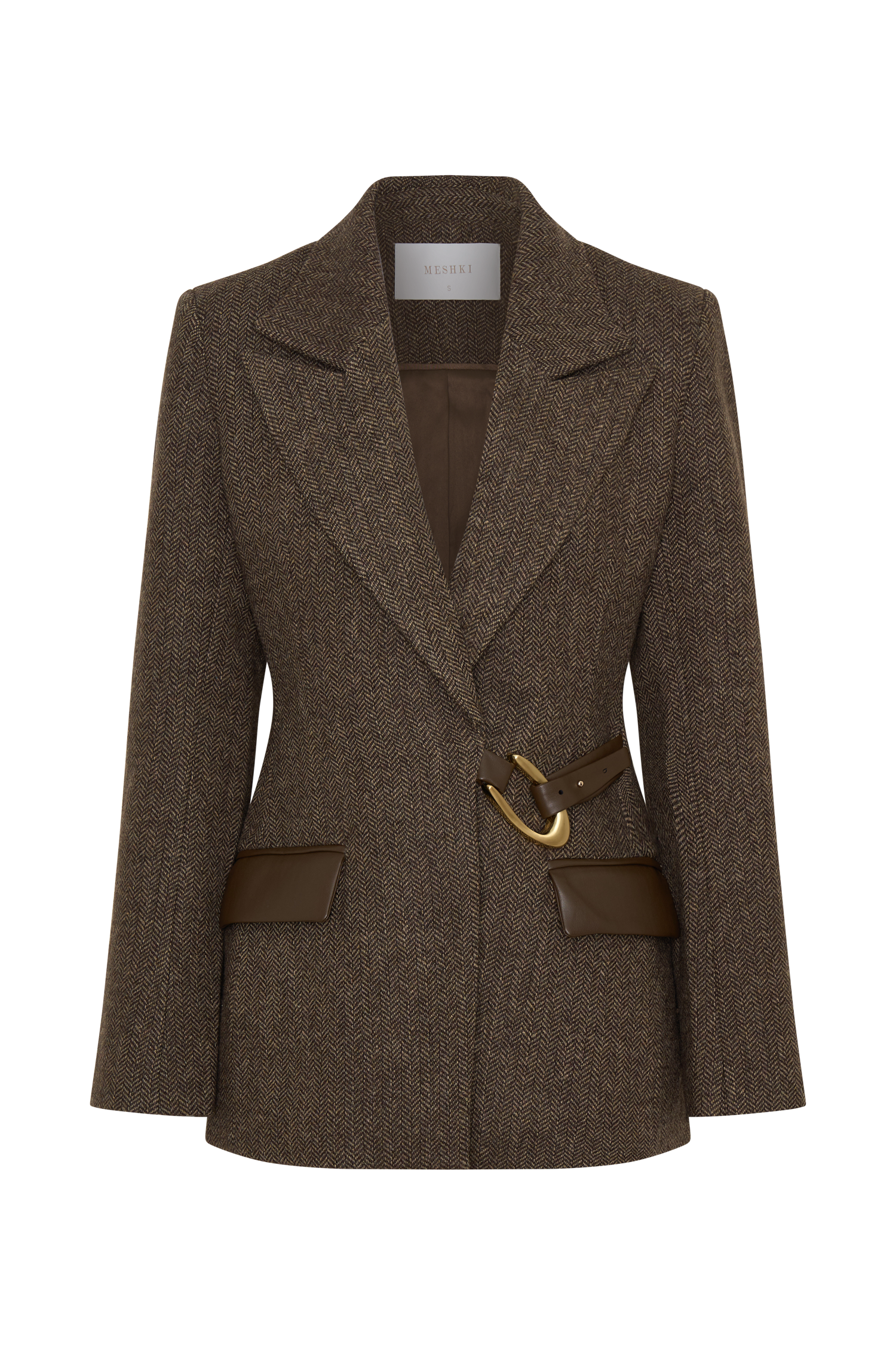 Romy Herringbone Blazer with Hardware
