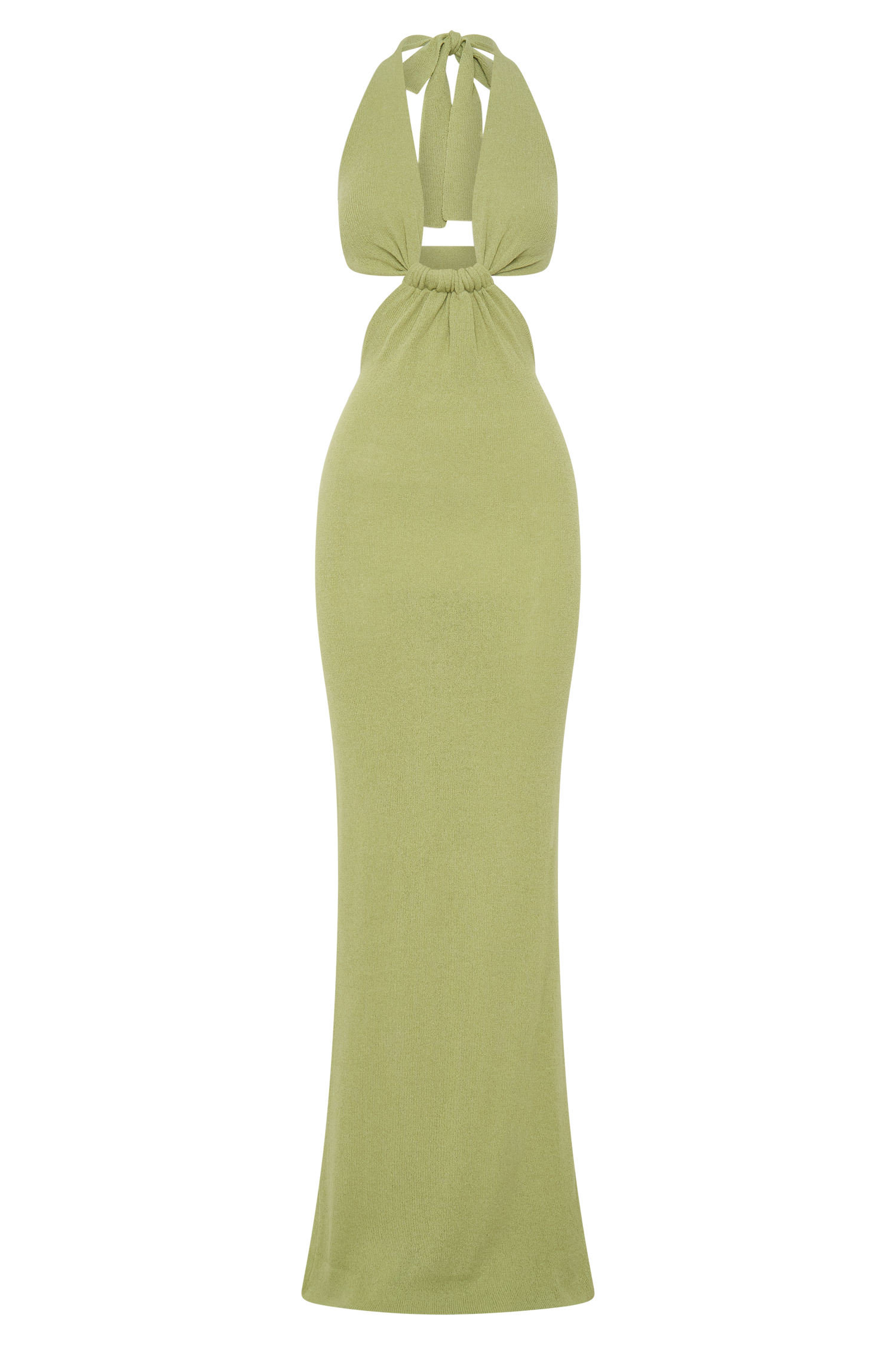 Cornelia Light Olive Halter Maxi Dress