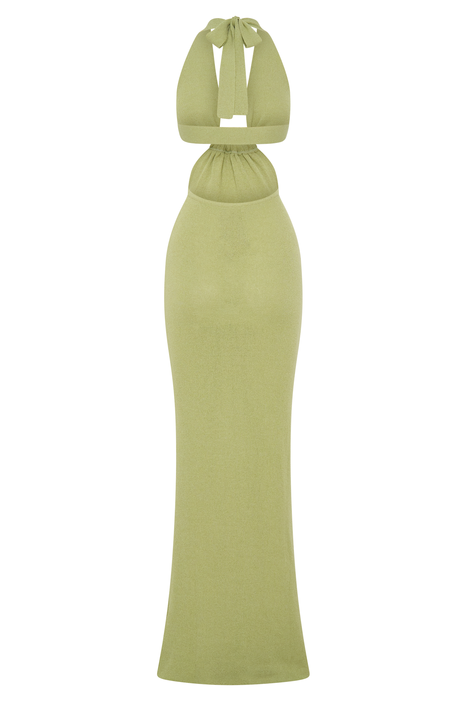 Cornelia Light Olive Halter Maxi Dress