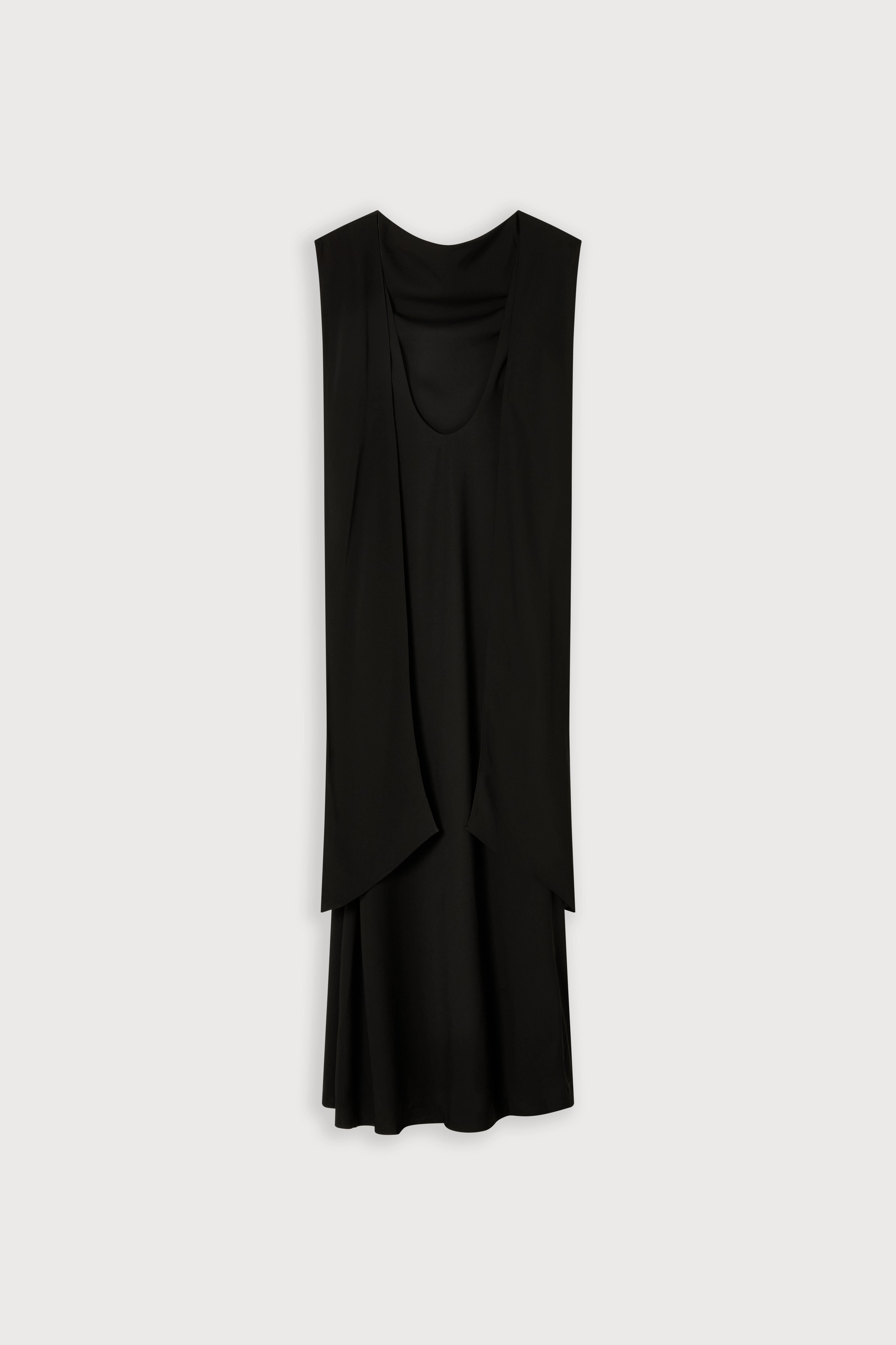 Drape Cowl Neck Open Back Maxi Party Dress - Black