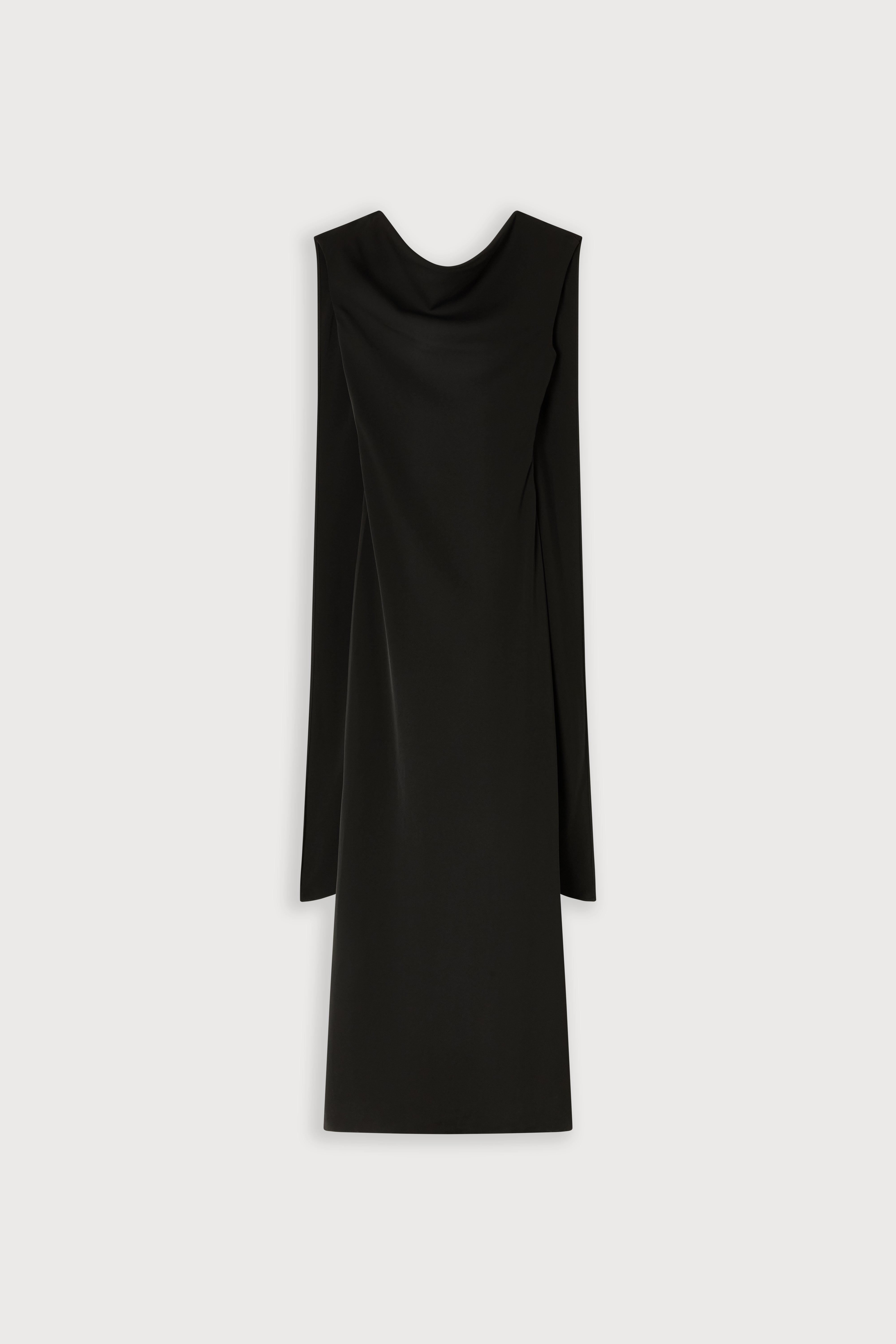 Drape Cowl Neck Open Back Maxi Party Dress - Black