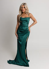 Worth Waiting For Cross Back Gown - Emerald Green