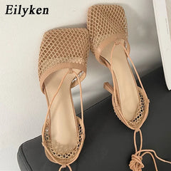 Sexy White Hollow Mesh Woman Pumps Sandals