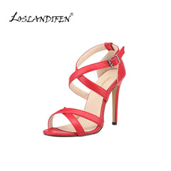 Open Toe High Heels Shoes Ladies Matte Leather Pumps