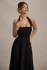 Auburn Midi Dress - Black Mesh Halter