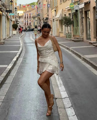 Women's Sleeveless Sequin Mini Summer Dress