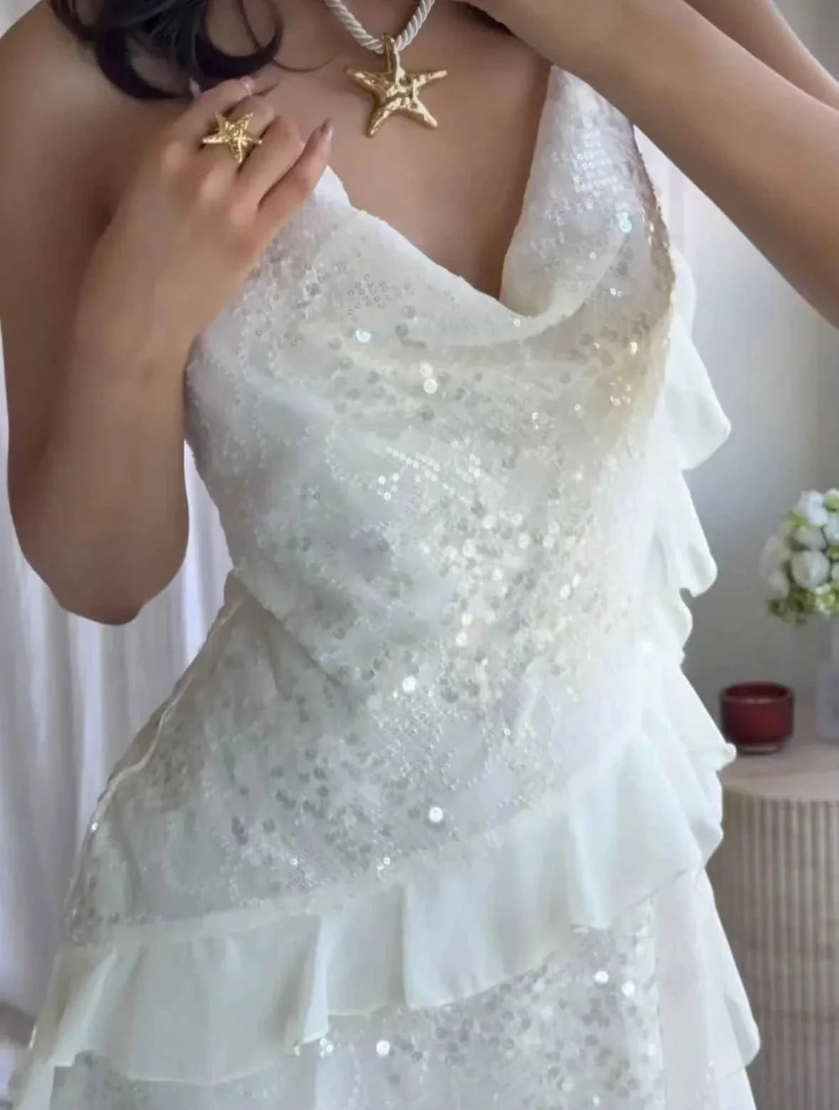 Women's Sleeveless Sequin Mini Summer Dress