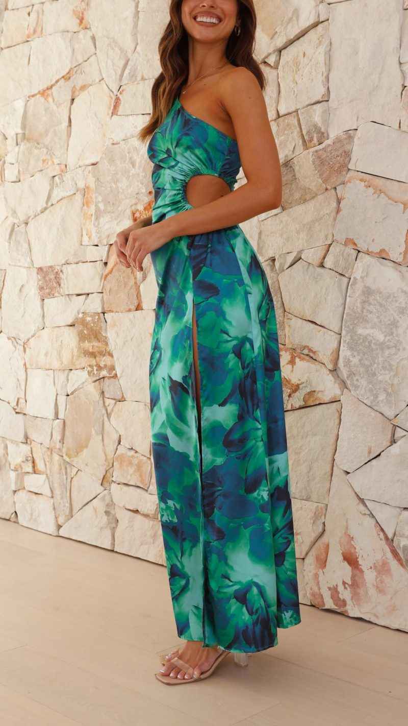 Women's Floral One-Shoulder Maxi Summer Dress
