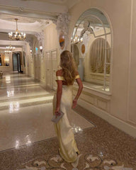 Women's Off-Shoulder Satin Maxi Wedding Guest Dress