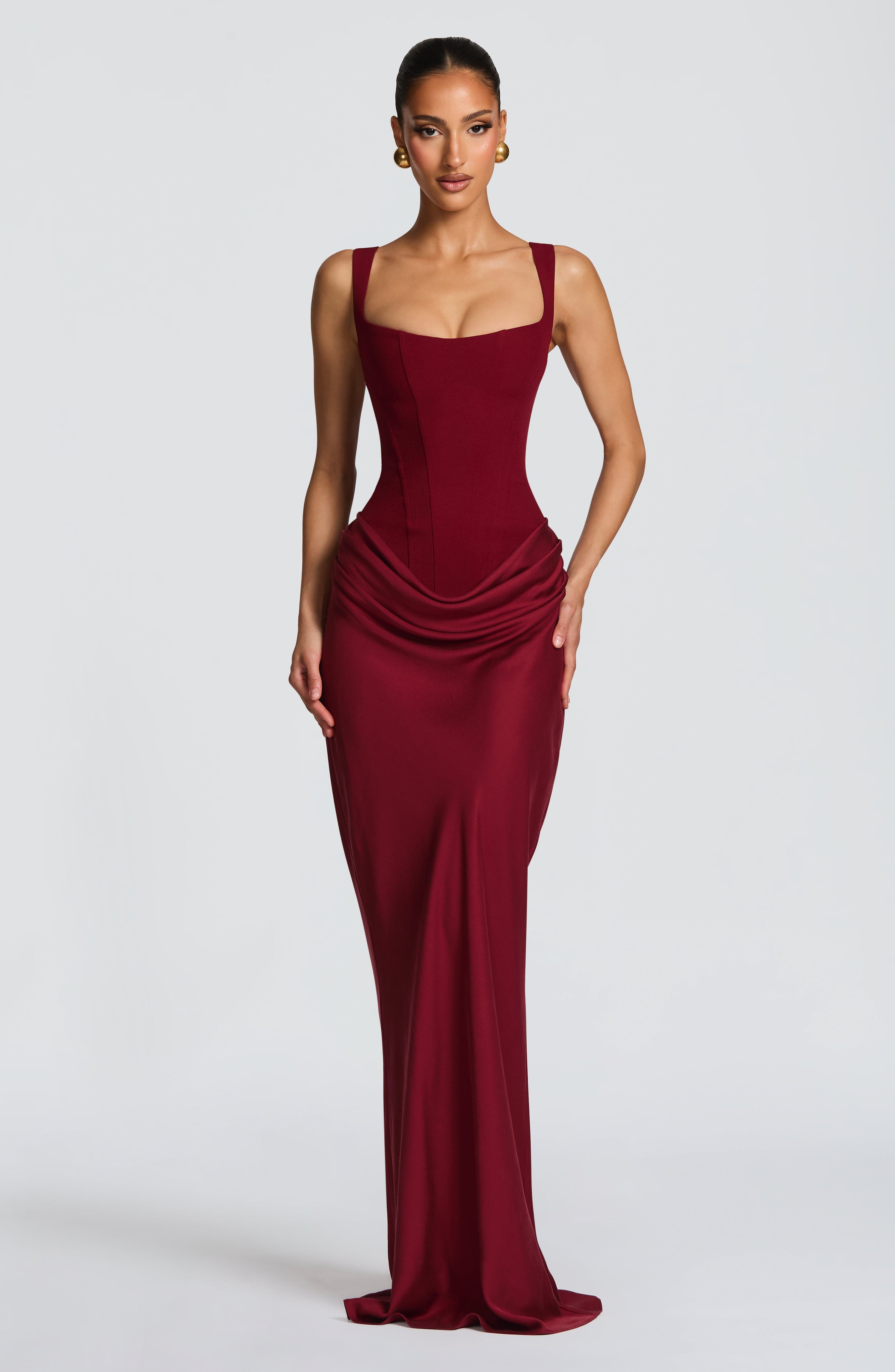 Women's Sleeveless Bodycon Corset Maxi Wedding Guest Dress