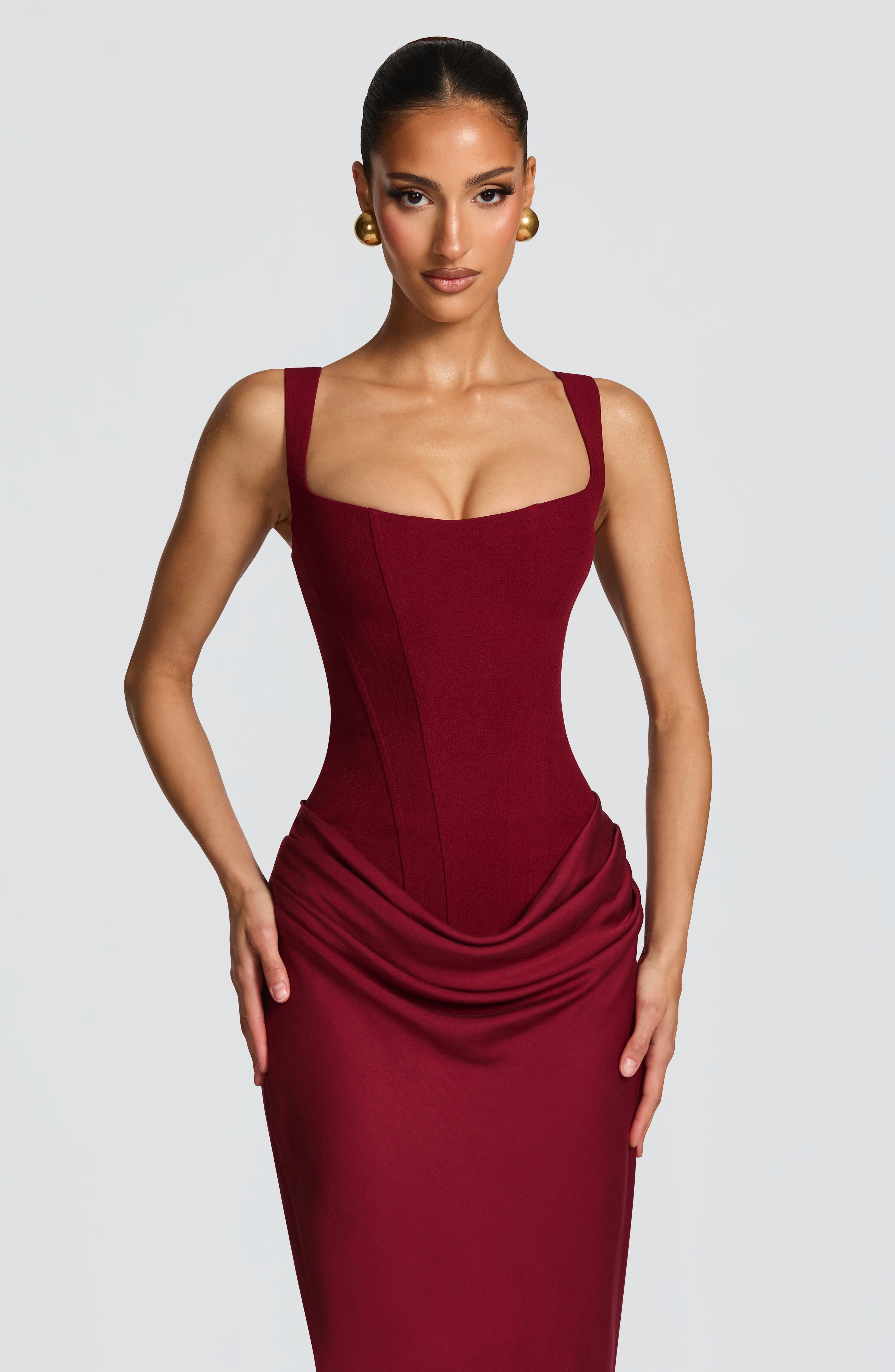 Women's Sleeveless Bodycon Corset Maxi Wedding Guest Dress