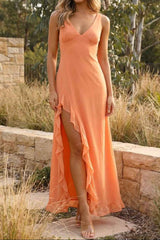 Women's Sleeveless V-Neck Maxi Summer Wedding Guest Dress