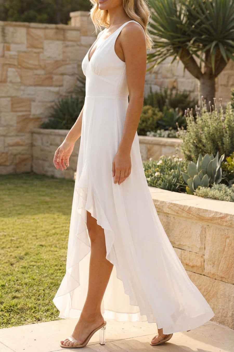 Women's Sleeveless V-Neck Maxi Summer Wedding Guest Dress