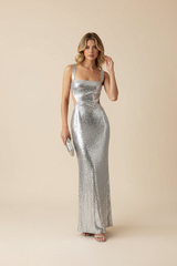 Women's Sleeveless Sequin Maxi Party Dress