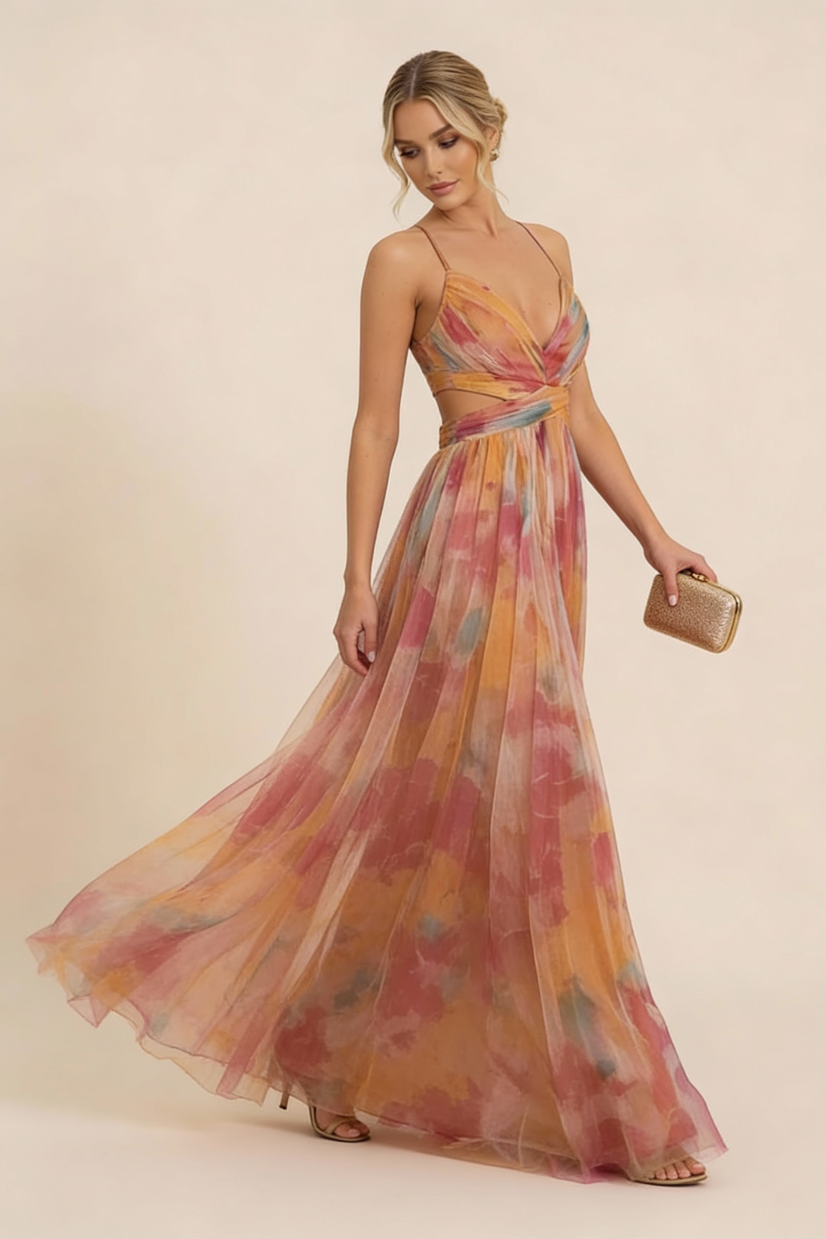 Women's Romantic Sleeveless Maxi Wedding Guest Dress