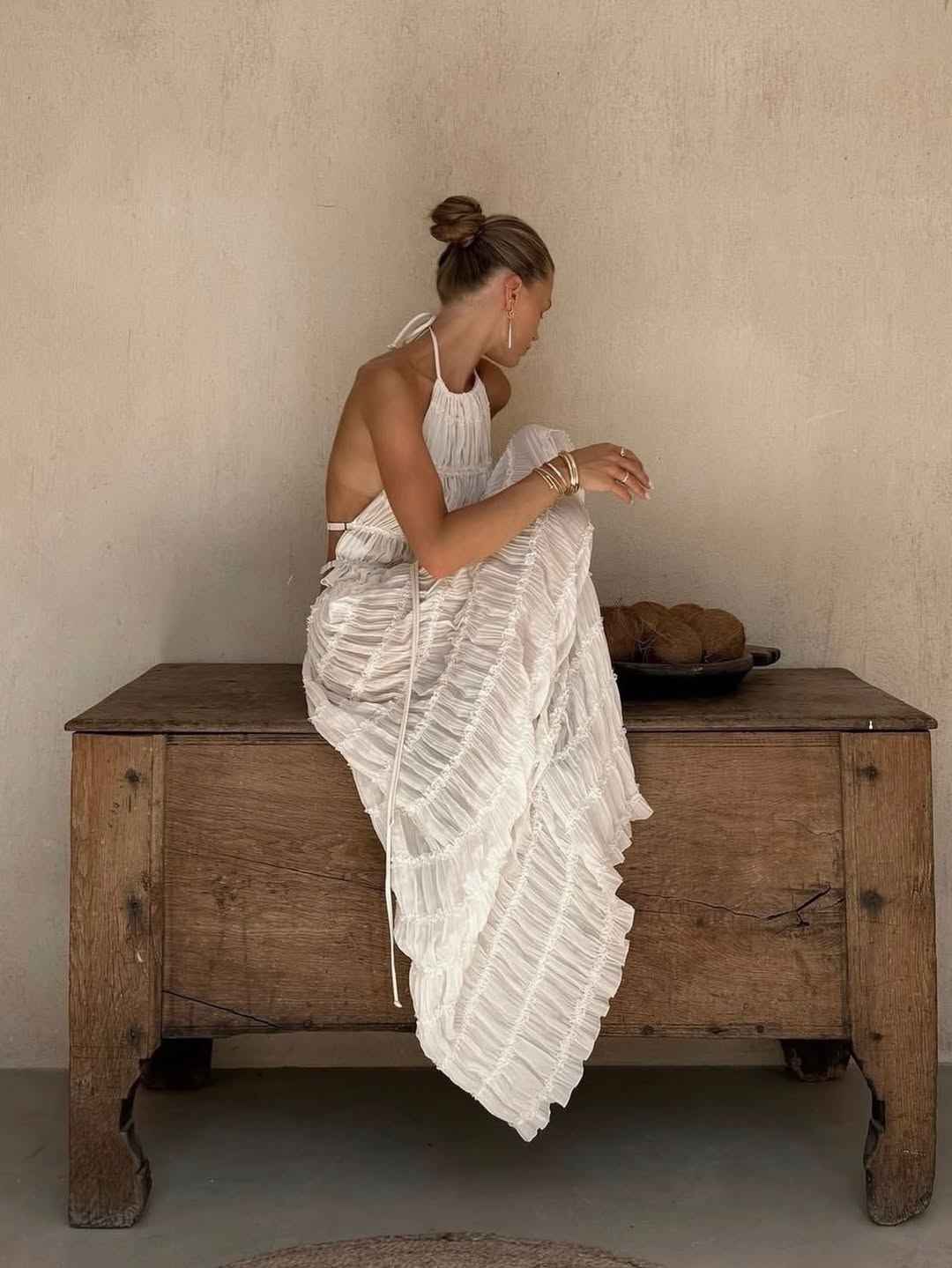 Women's Bohemian Ruffle Summer Vacation Two-Piece Set