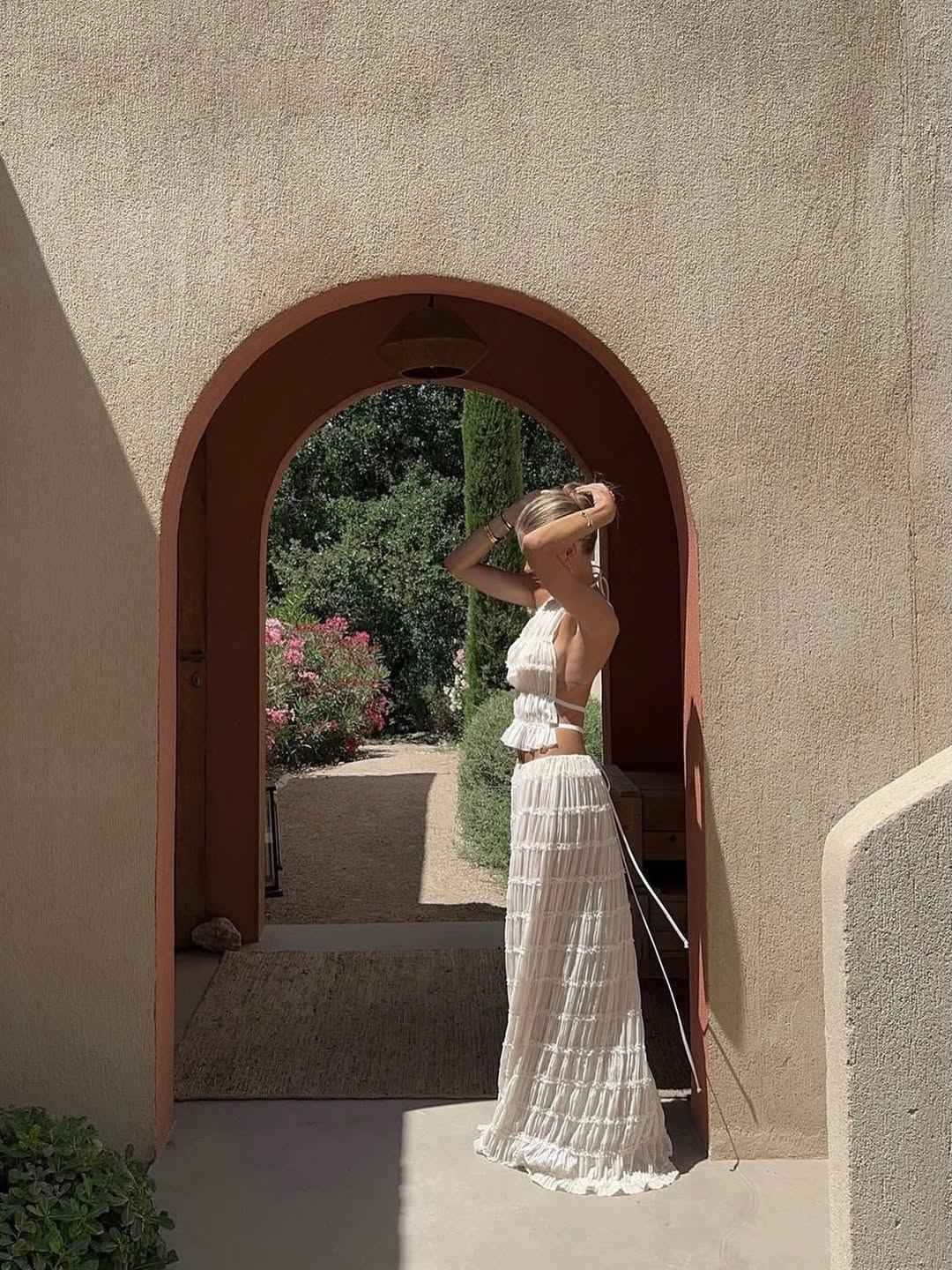 Women's Bohemian Ruffle Summer Vacation Two-Piece Set