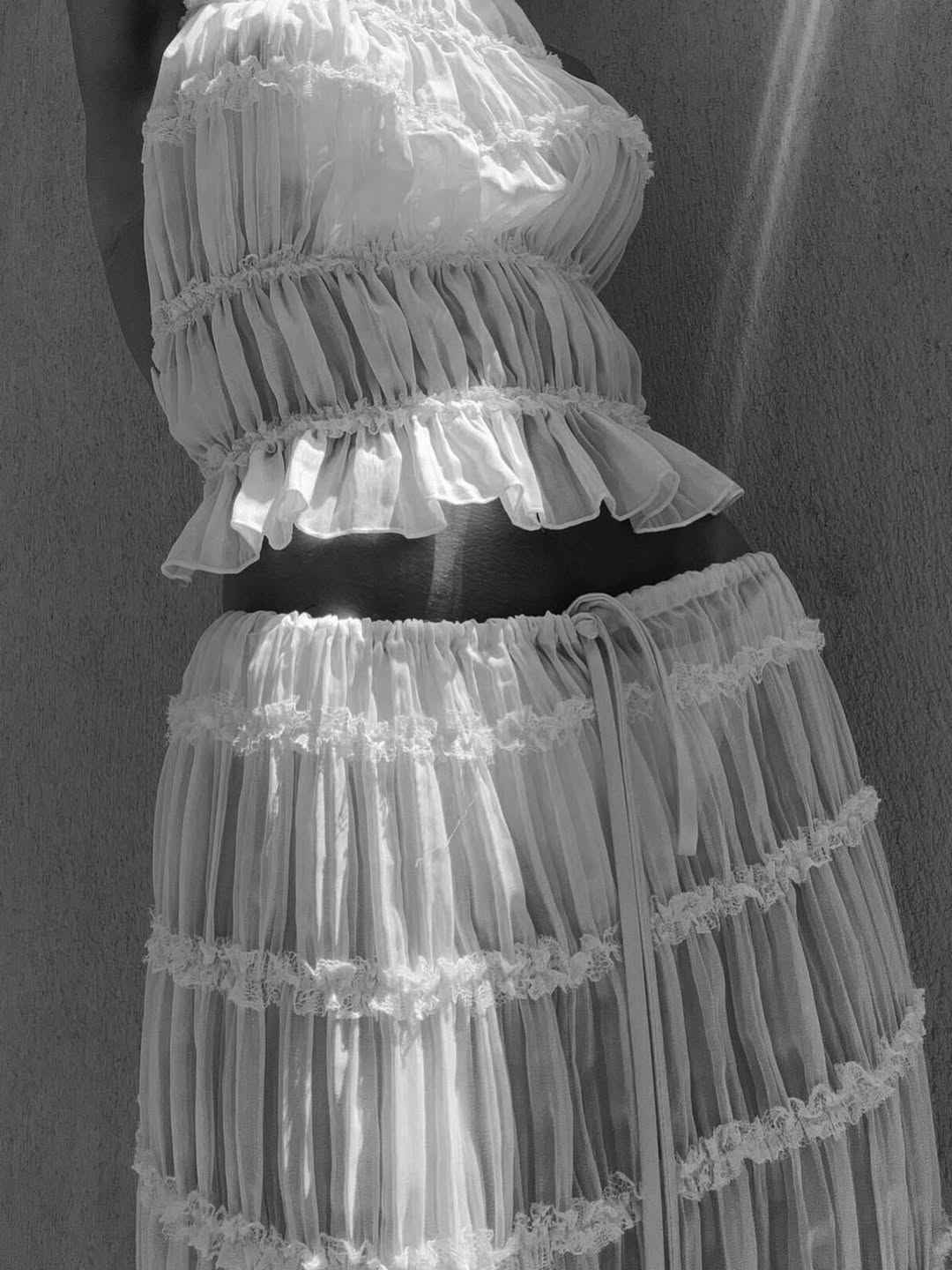 Women's Bohemian Ruffle Summer Vacation Two-Piece Set