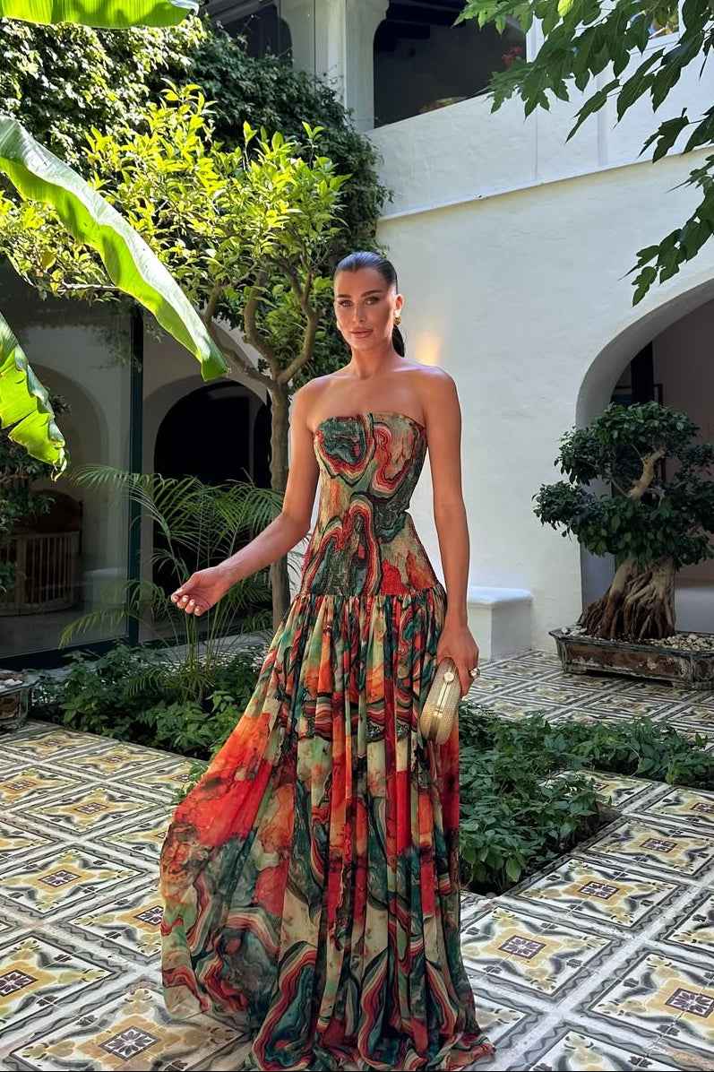 Women's Strapless Maxi Vacation Summer Dress