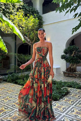 Women's Strapless Maxi Vacation Summer Dress