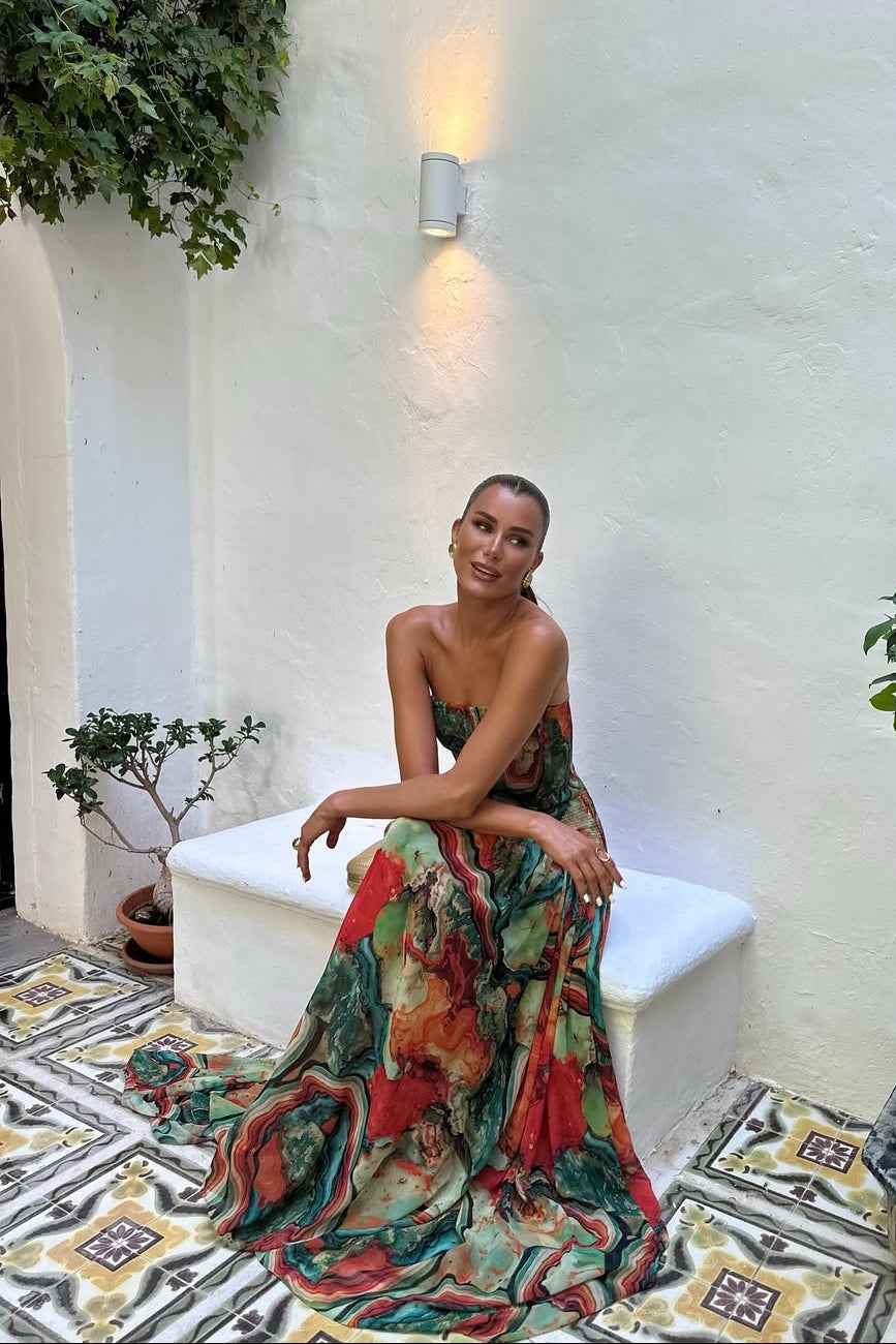 Women's Strapless Maxi Vacation Summer Dress