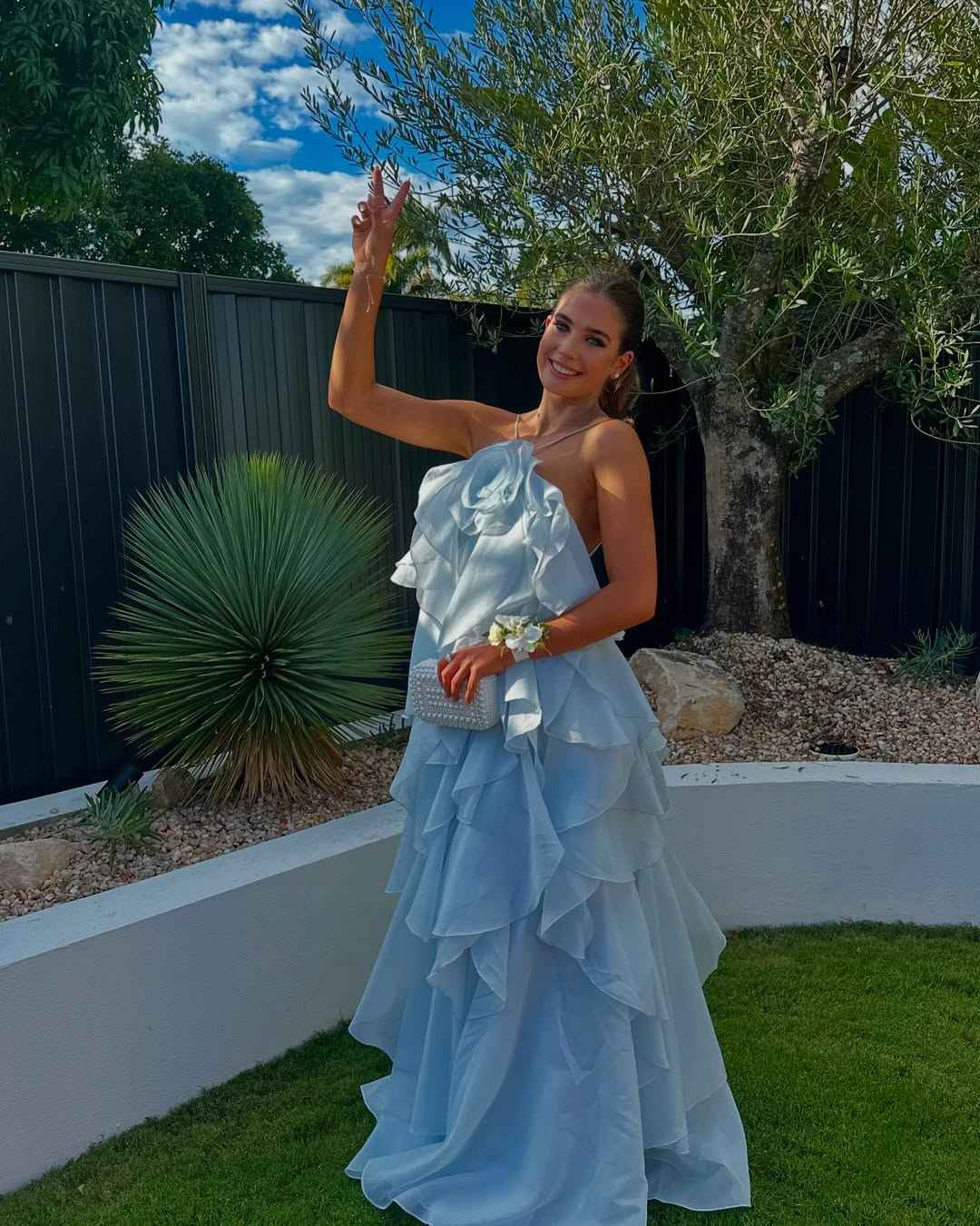 Women's Sleeveless Layers Ruffles Maxi Prom Dress