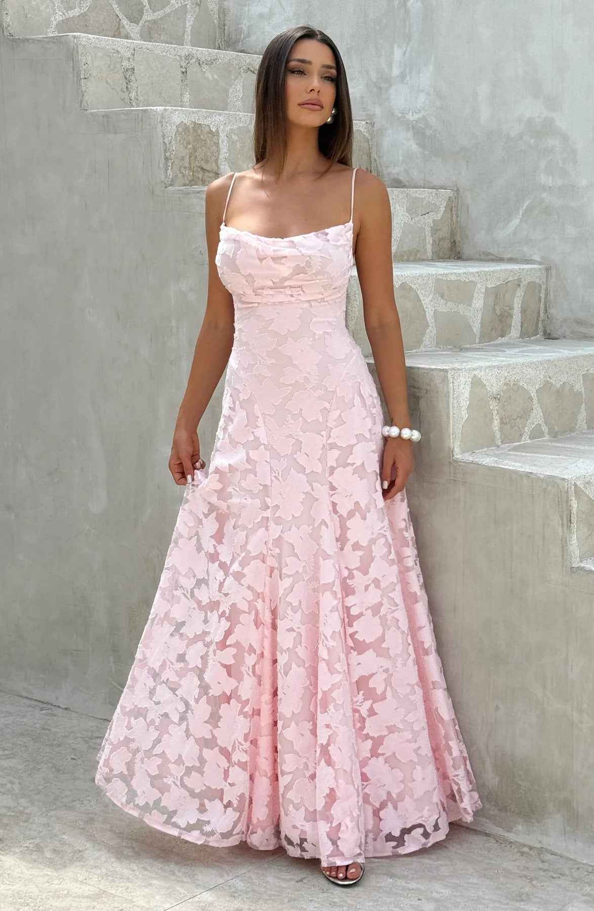 Women's Floral Sleeveless Maxi Wedding Guest Dress