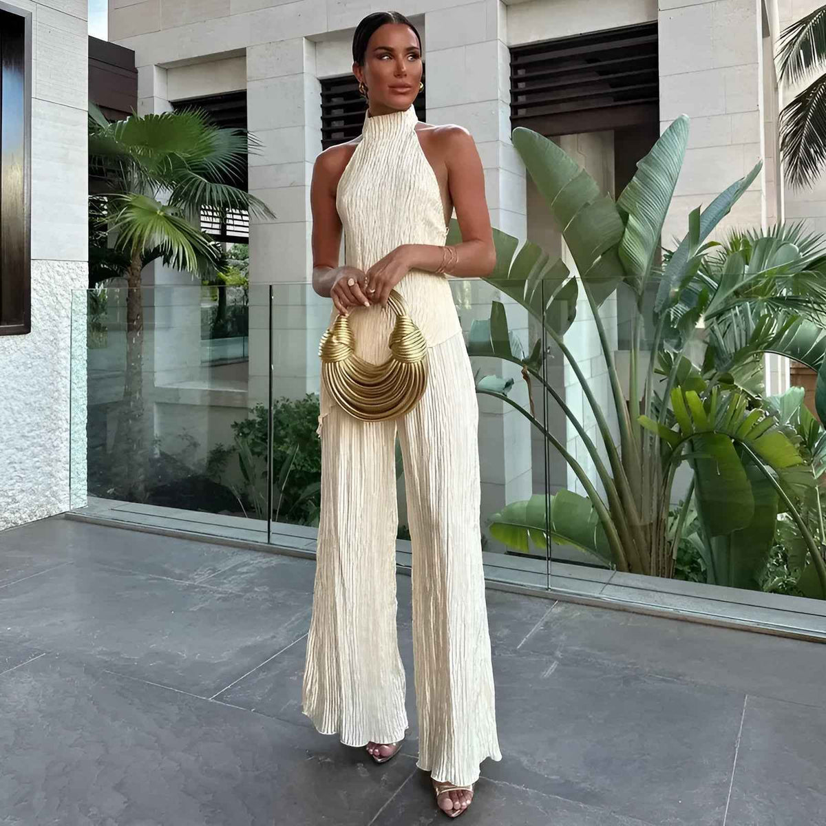 Women's Pleated Summer Vacation Two-Piece Set