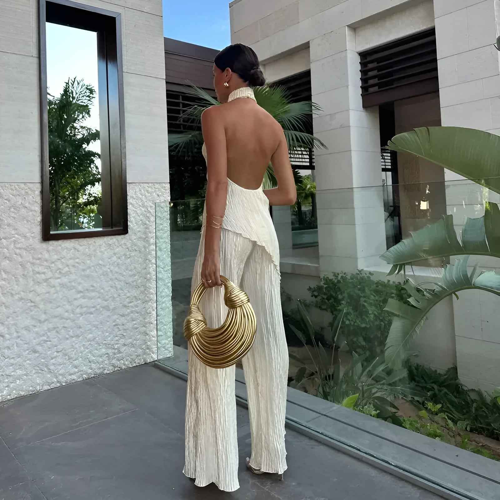 Women's Pleated Summer Vacation Two-Piece Set