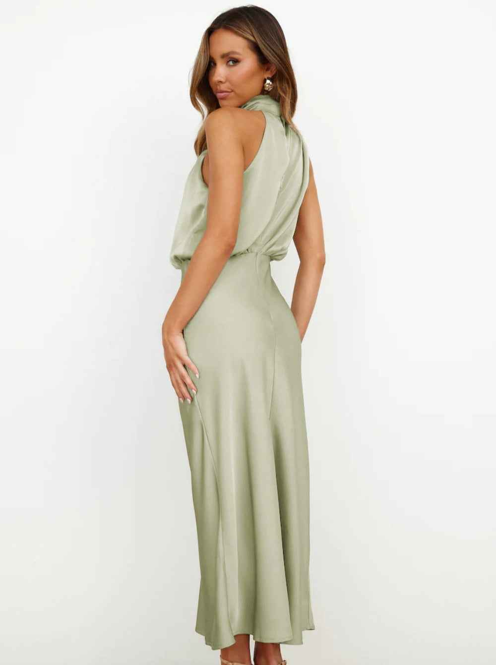 Women's Elegant Halter Neck Maxi Wedding Guest Dress
