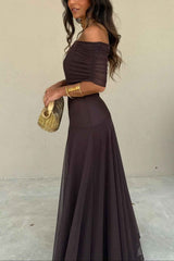 Women's One-Shoulder Mesh Maxi Summer Dress