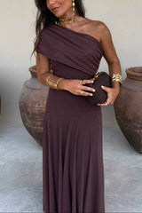 Women's One-Shoulder Mesh Maxi Summer Dress