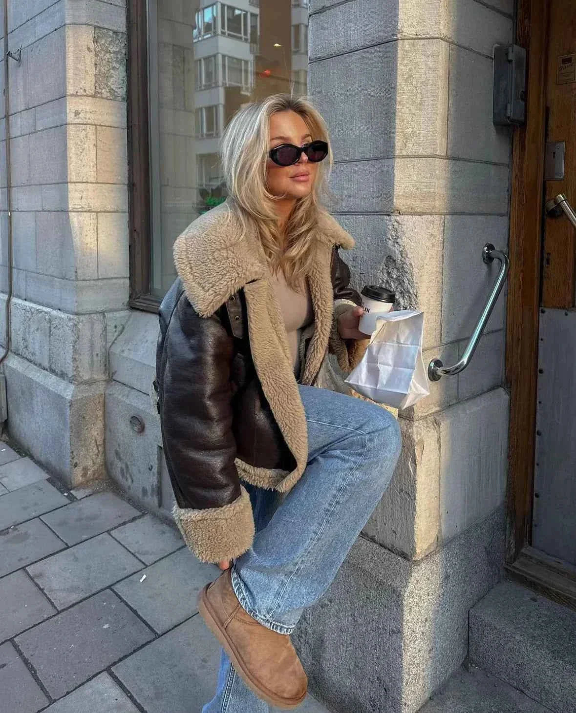 Women's Aviator Faux Leather Jacket