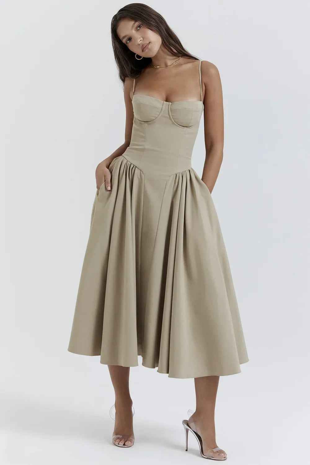 Women's Sleeveless Structured Midi Summer Dress