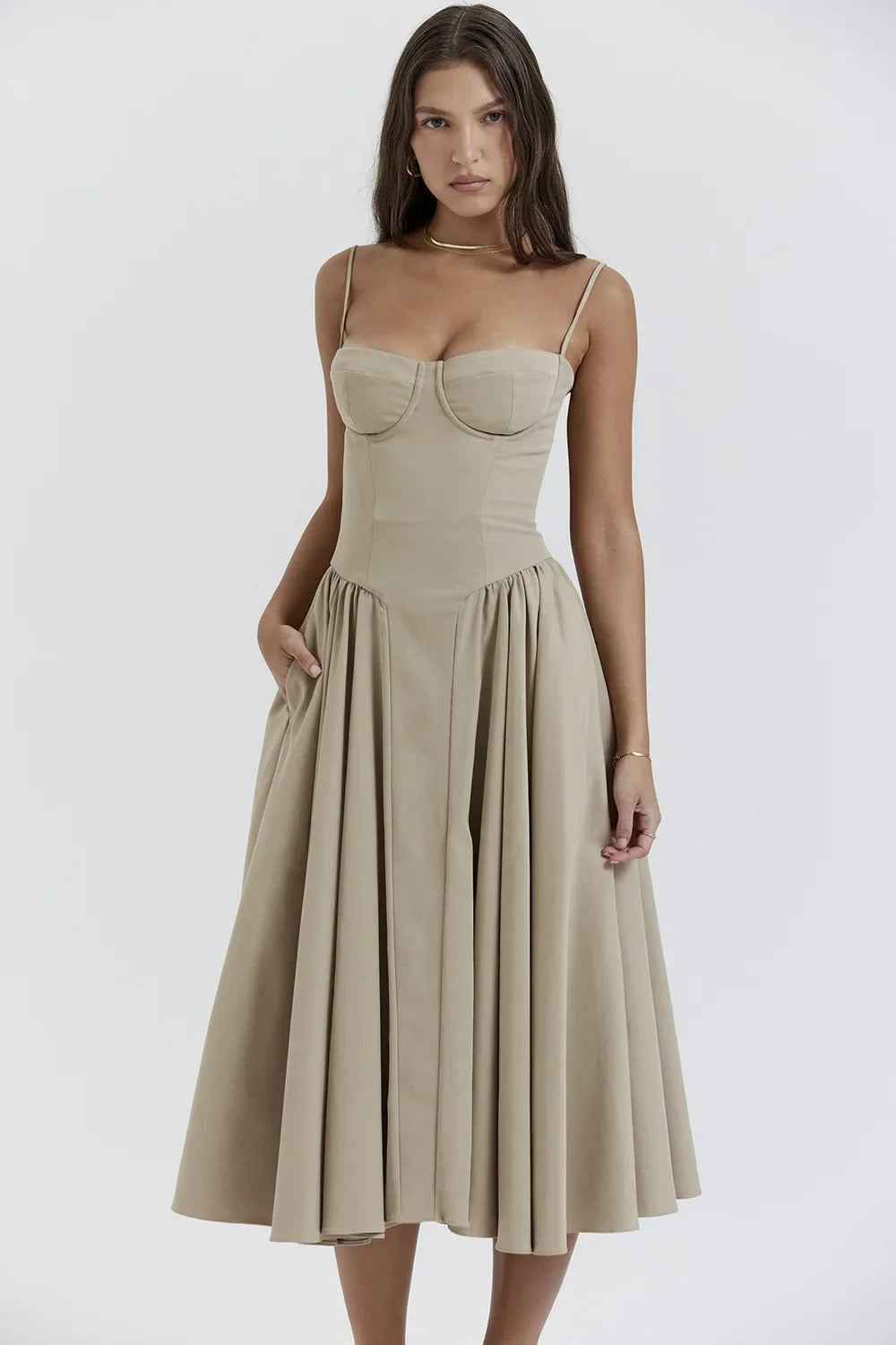 Women's Sleeveless Structured Midi Summer Dress