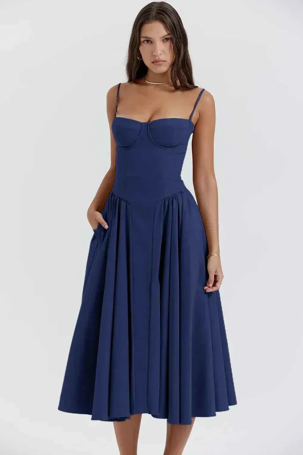 Women's Sleeveless Structured Midi Summer Dress