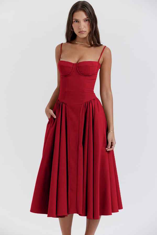 Women's Sleeveless Structured Midi Summer Dress
