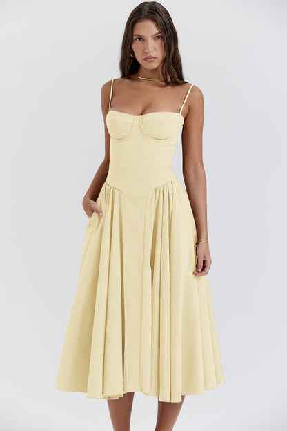 Women's Sleeveless Structured Midi Summer Dress